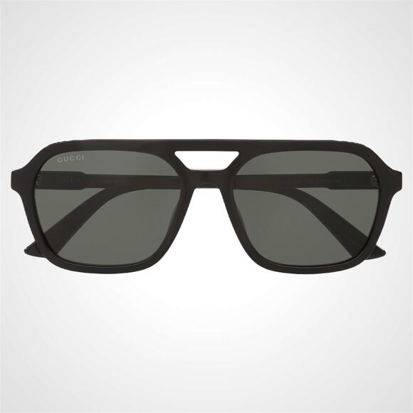 NEW GUCCI Sunglasses Aviator Pilot Black Gold Logo Gray Lens 57-18-145mm Gucci - Picture 5 of 6